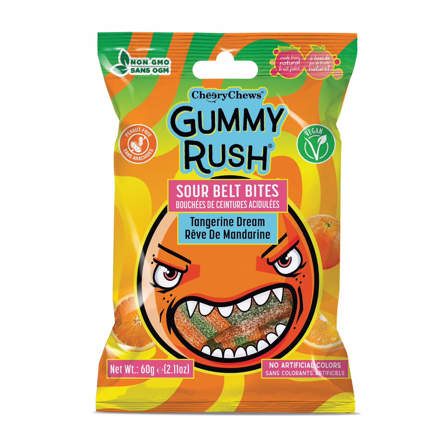 Gummy rush bouchées de ceintures aigres  rêves de mandarine   bouchées sûres