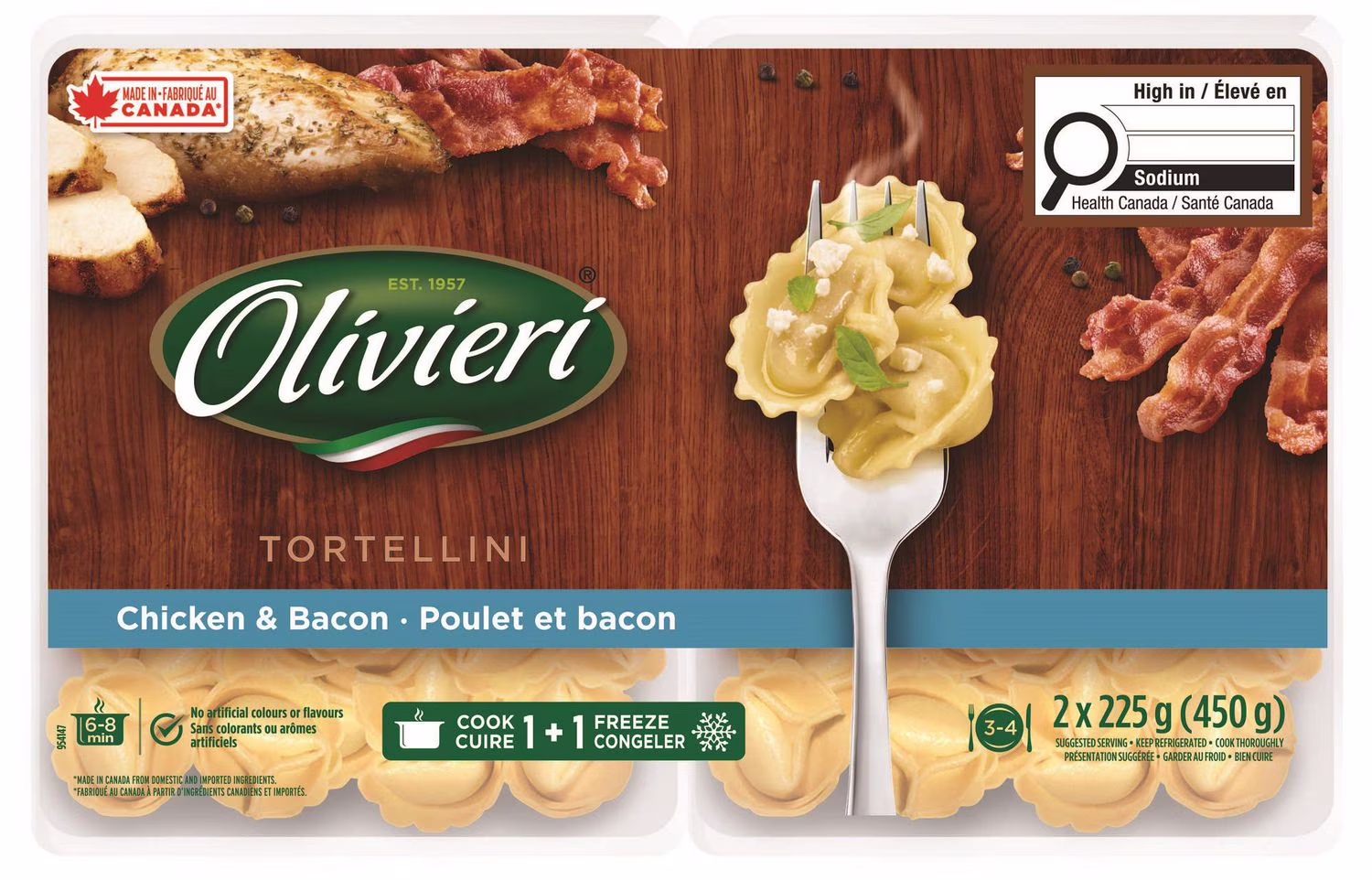 Tortellini frais au poulet et bacon olivieri pâtes fraîches. 2 x