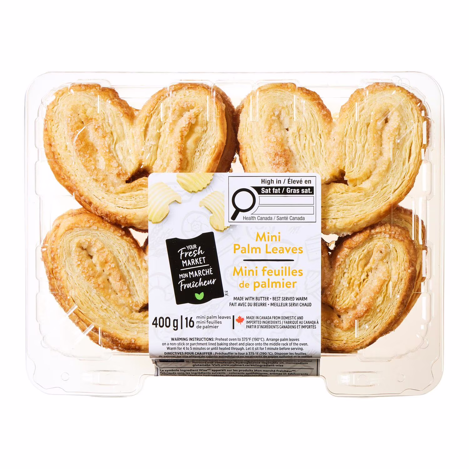 Mini palmiers mon marché fraîcheur 16 morceaux. total de