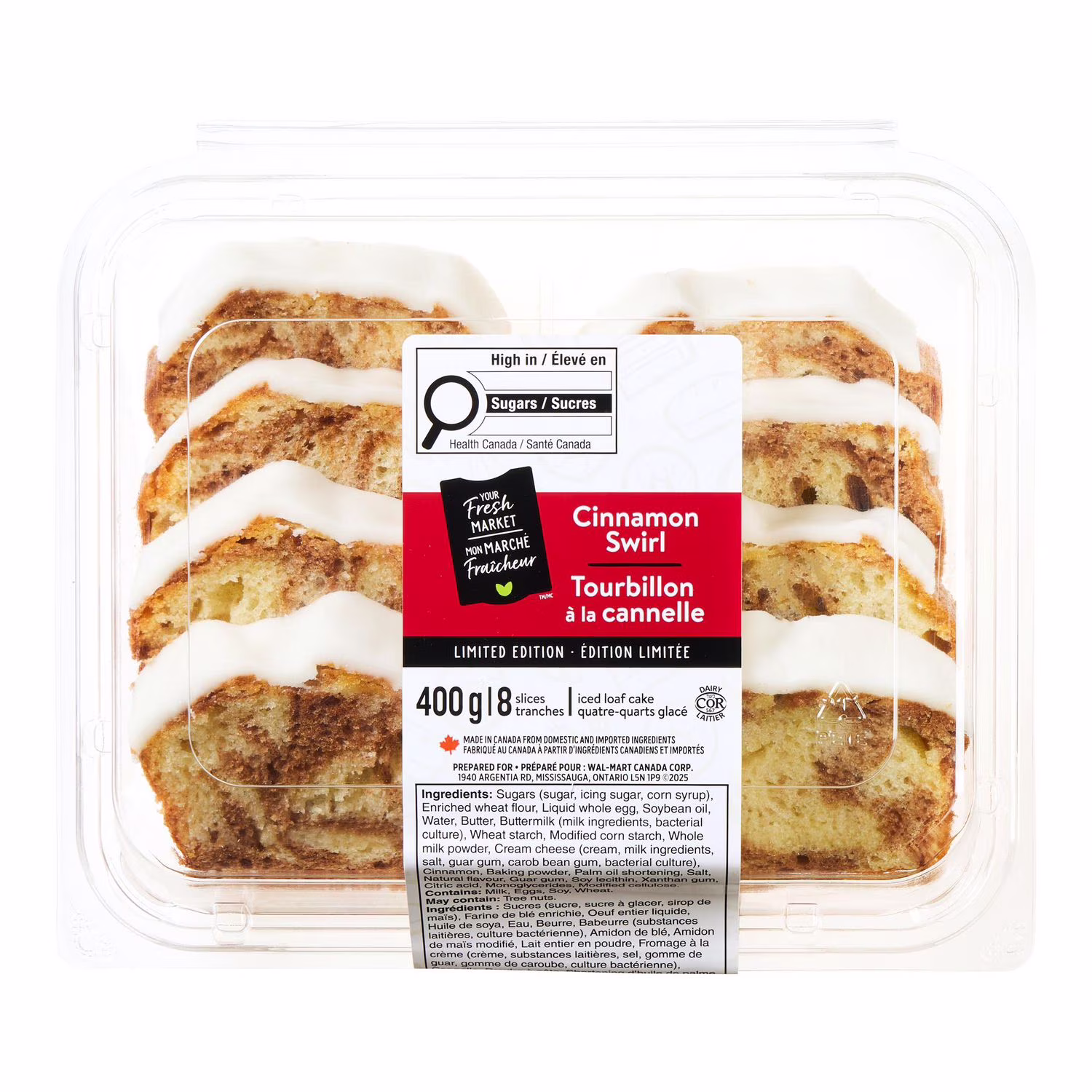 Quatre-quarts glacé tourbillon à la cannelle mon marché fraîcheur 8 morceaux. total de
