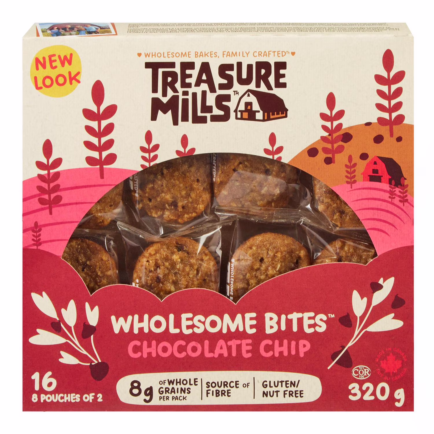 Wholesome bites aux pépites de chocolat treasure mills 8 sachets (16 morceaux). total de
