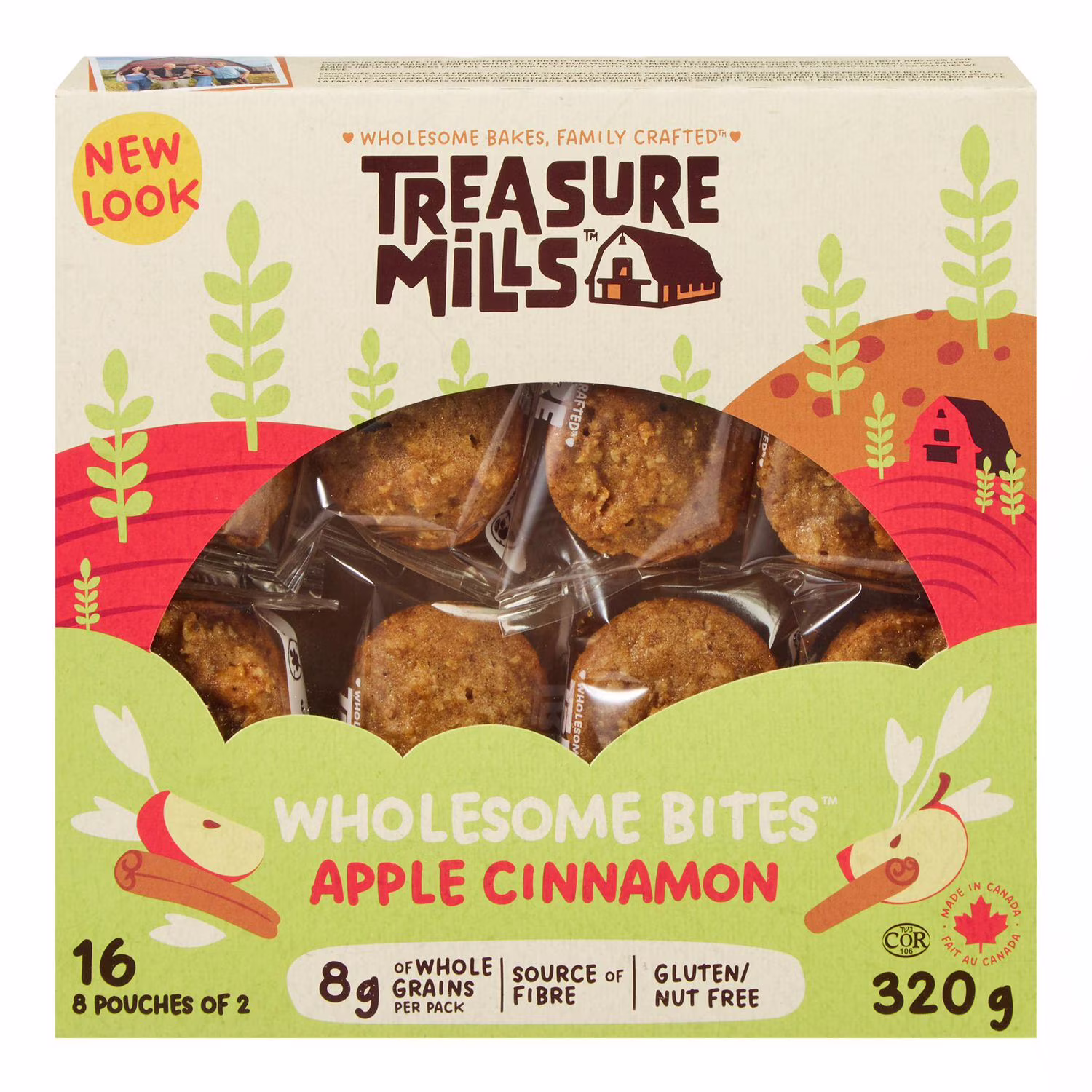 Wholesome bites à la pomme et à la cannelle treasure mills 8 sachets (16 morceaux). total de