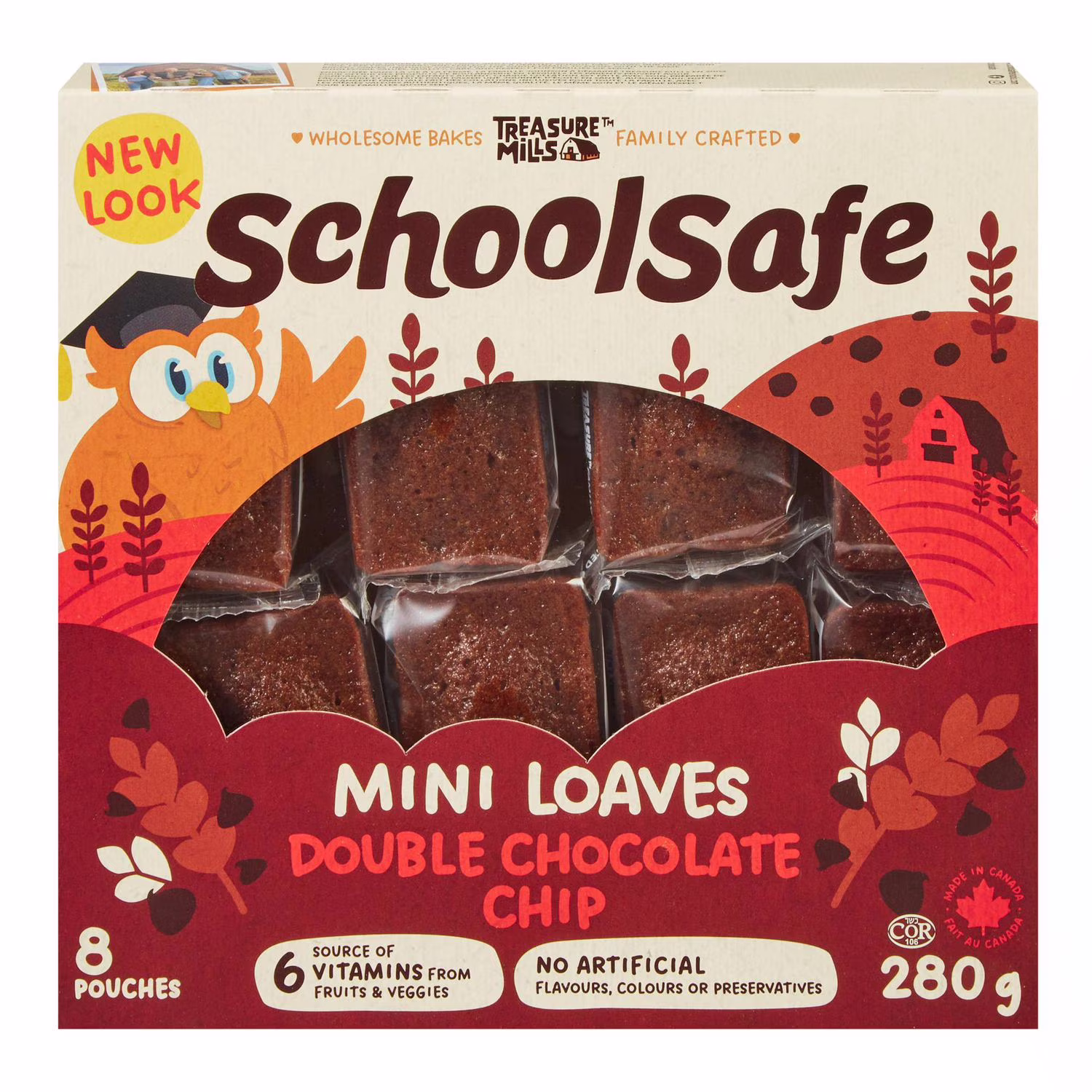 Mini miches double pépites de chocolat school safe 8 morceaux. total de