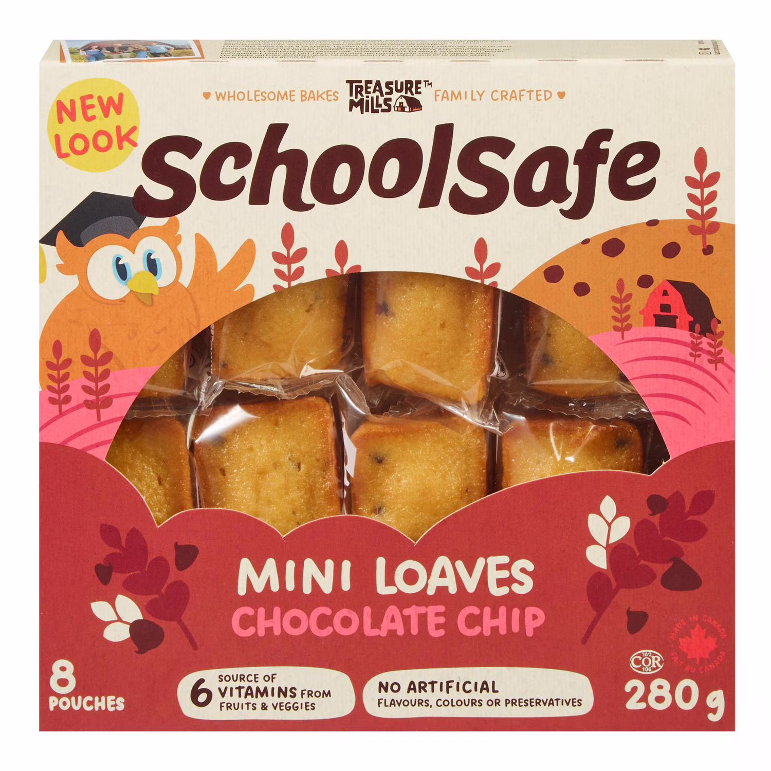 Mini miches aux brisures de chocolat school safe 8 morceaux. total de