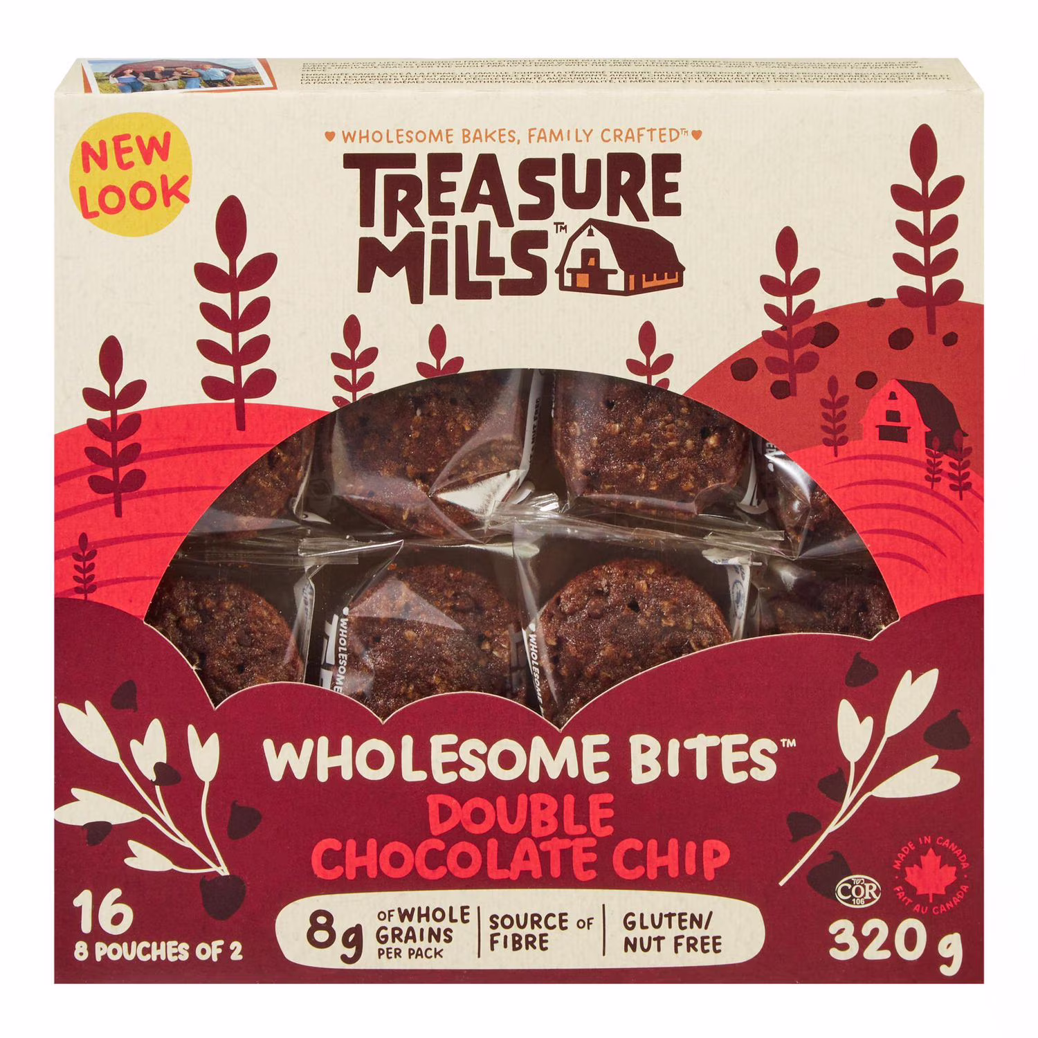 Wholesome bites double pépites de chocolat treasure mills 8 sachets (16 morceaux). total de