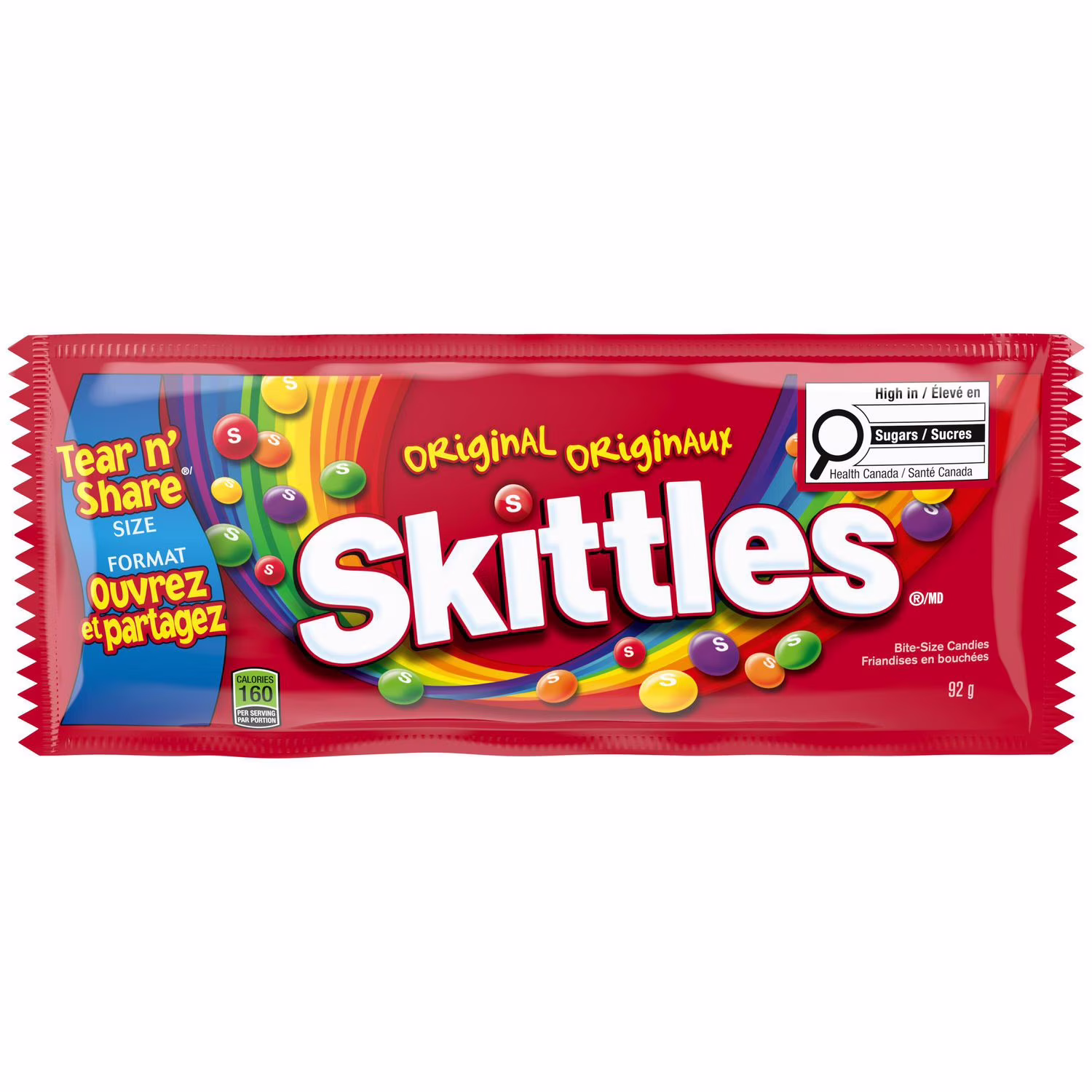 Skittles. originaux. bonbons à mâcher. sac pleine grandeur.  skittles original tear & share