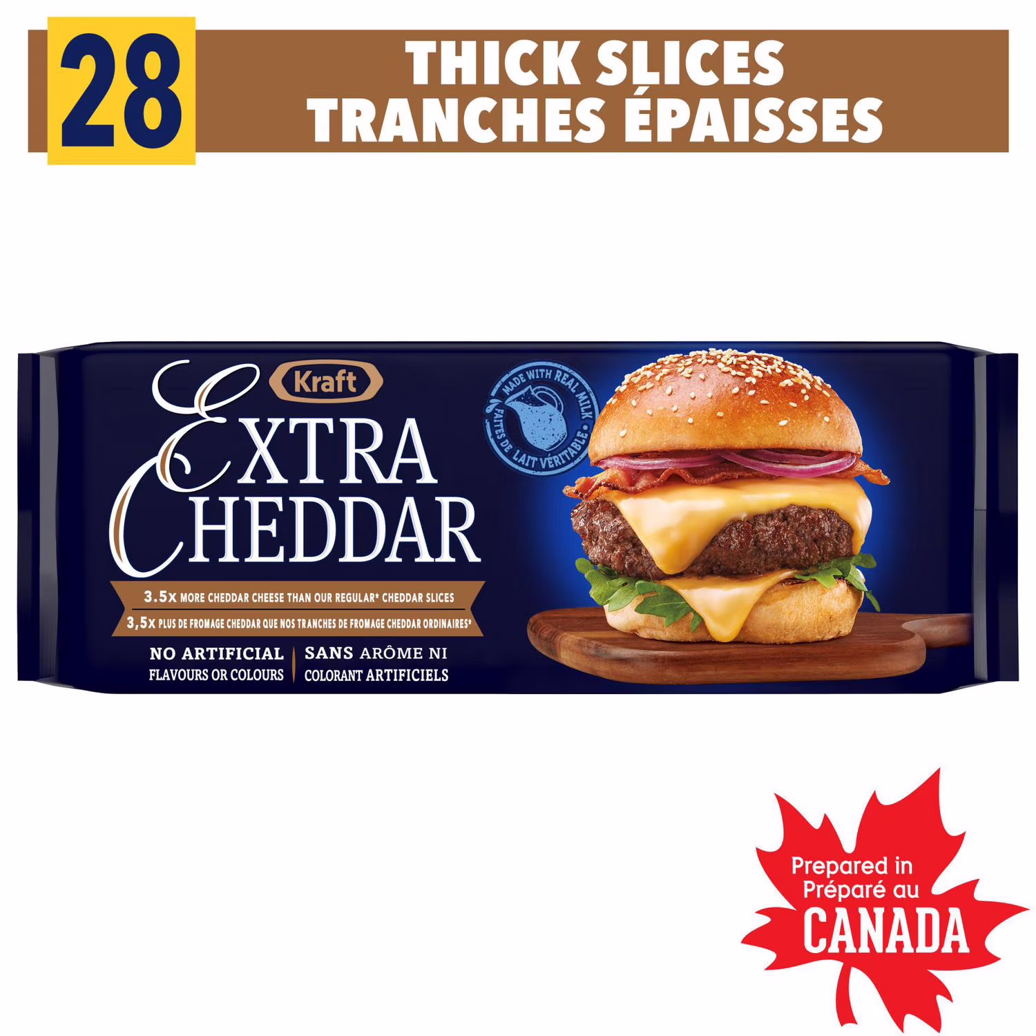 Produit de fromage fondu en tranches épaisses au cheddar original