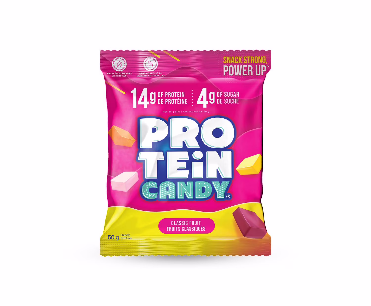 Protein candy. fruits classiques. bonbons moelleux protéinés