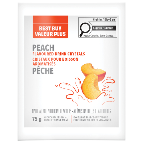 Valeur Plus Cristaux pour boisson aromatisés à la pêche 75 g