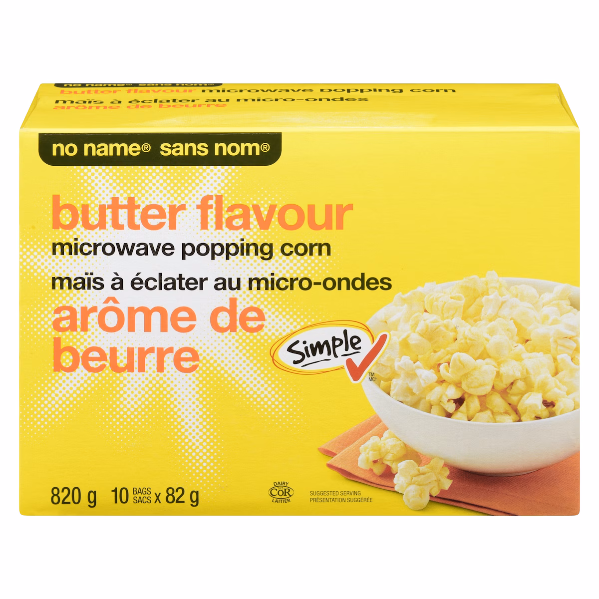 Maïs à éclater au micro-ondes à arôme de beurre
