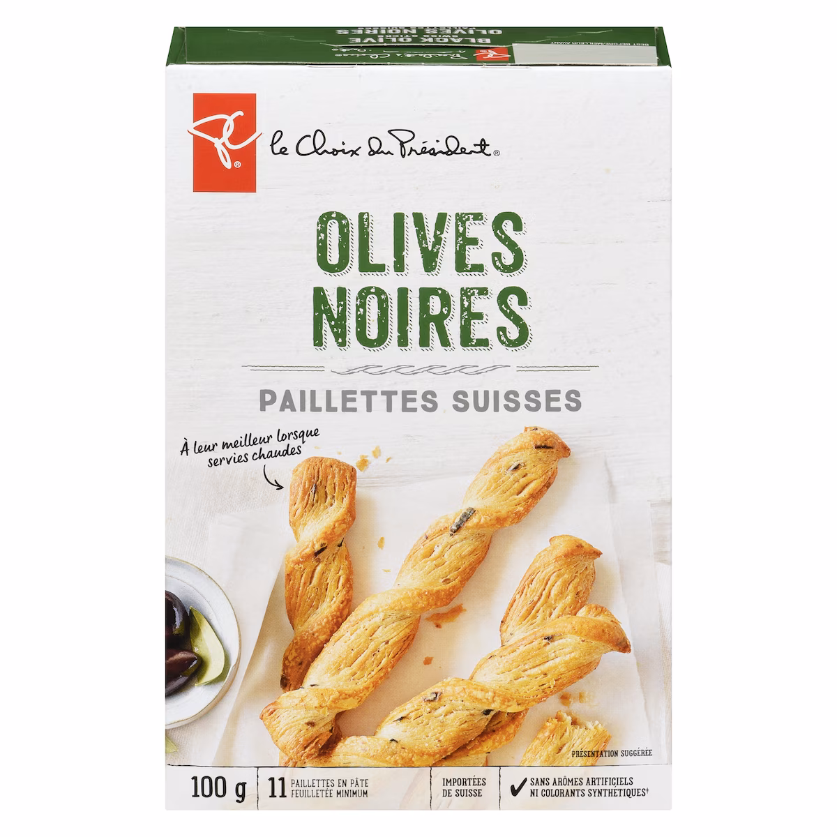 Paillettes suisses, olives noires