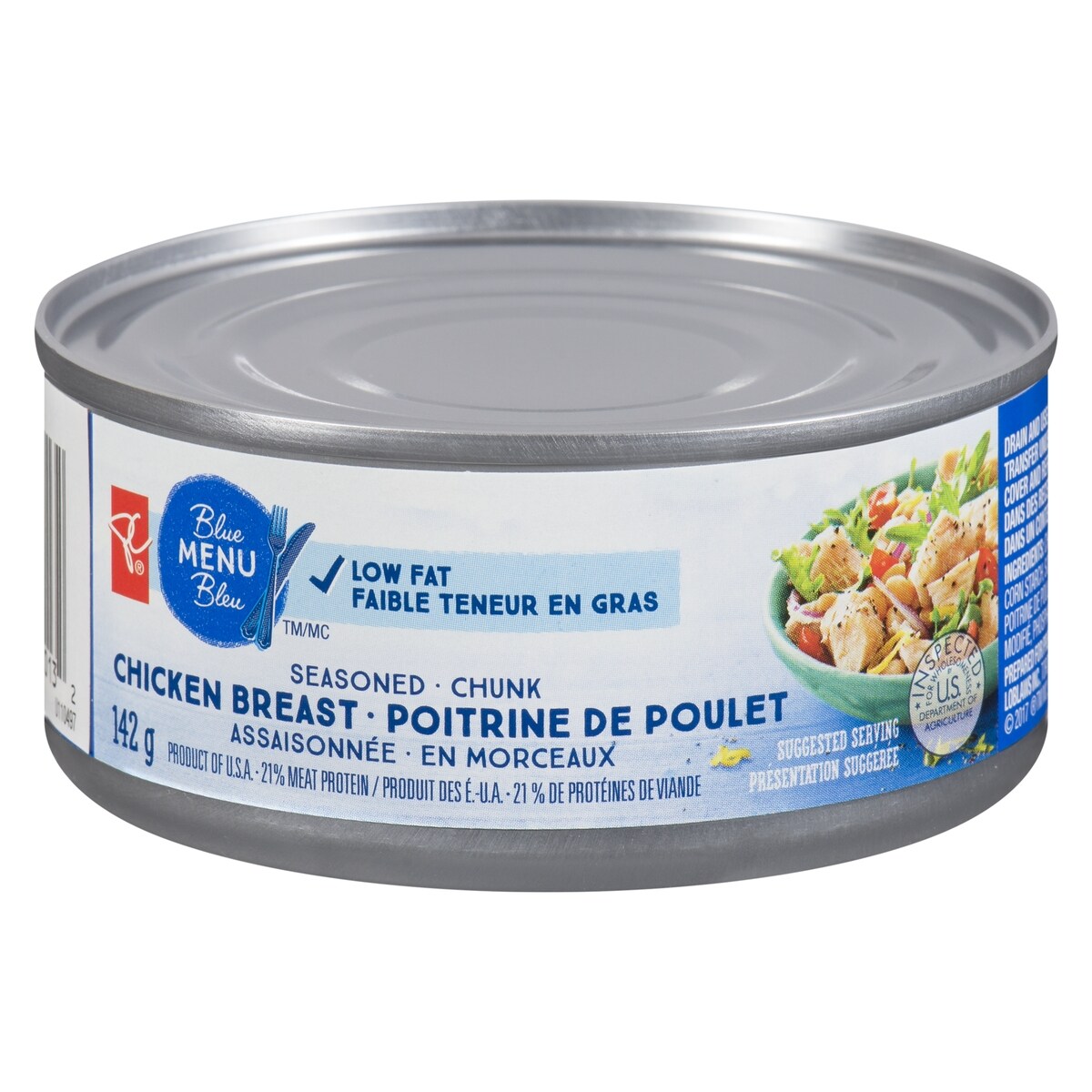 Menu bleu poitrine de poulet assaisonnée en morceaux