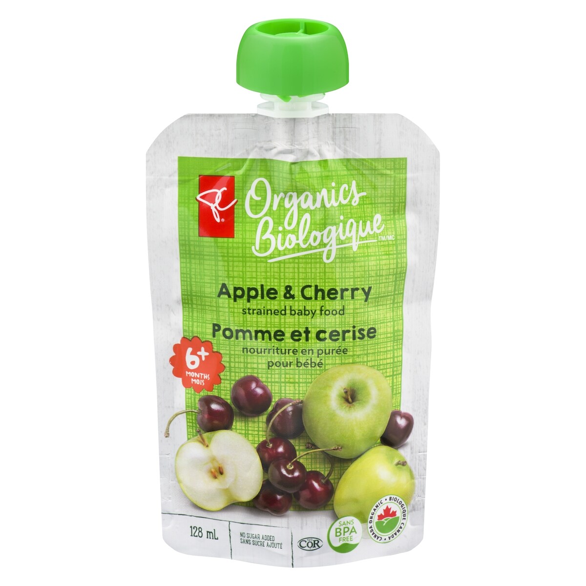Nourriture en purée pour bébés pomme et cerise
