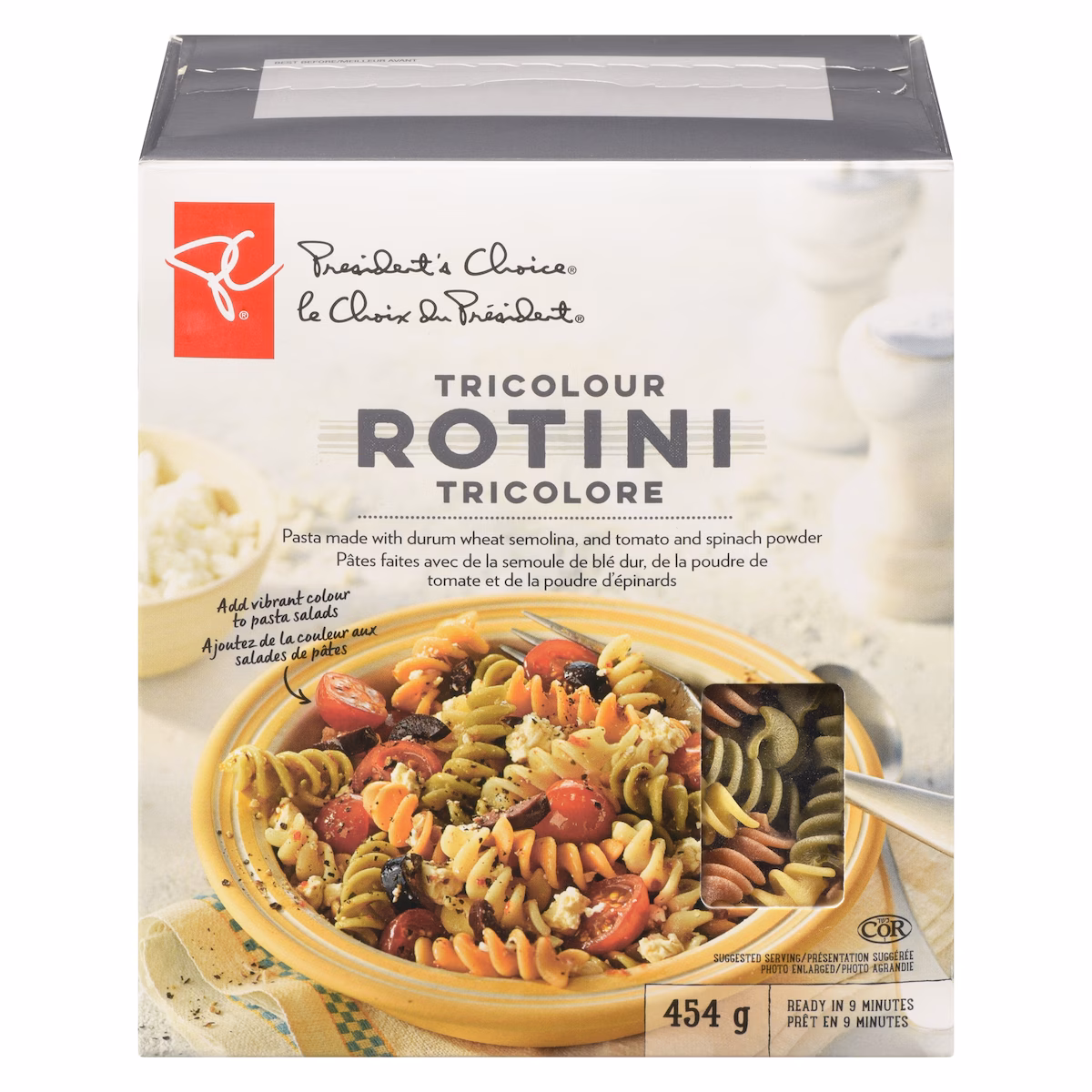 Pâtes rotini tricolore
