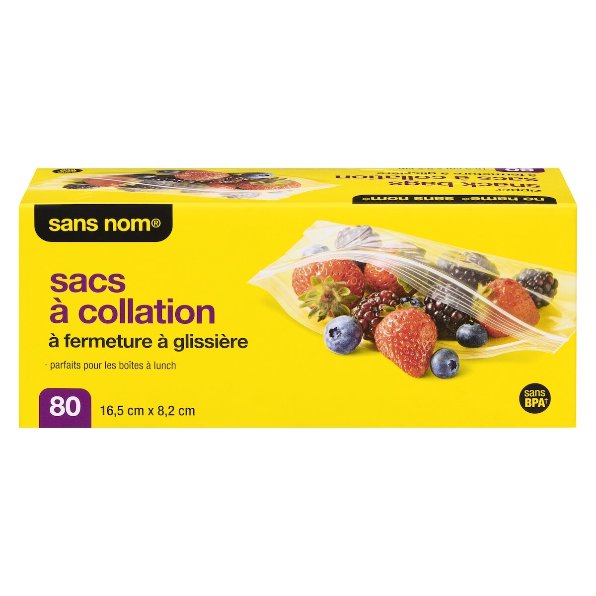 Sacs à collation à fermeture à glissière