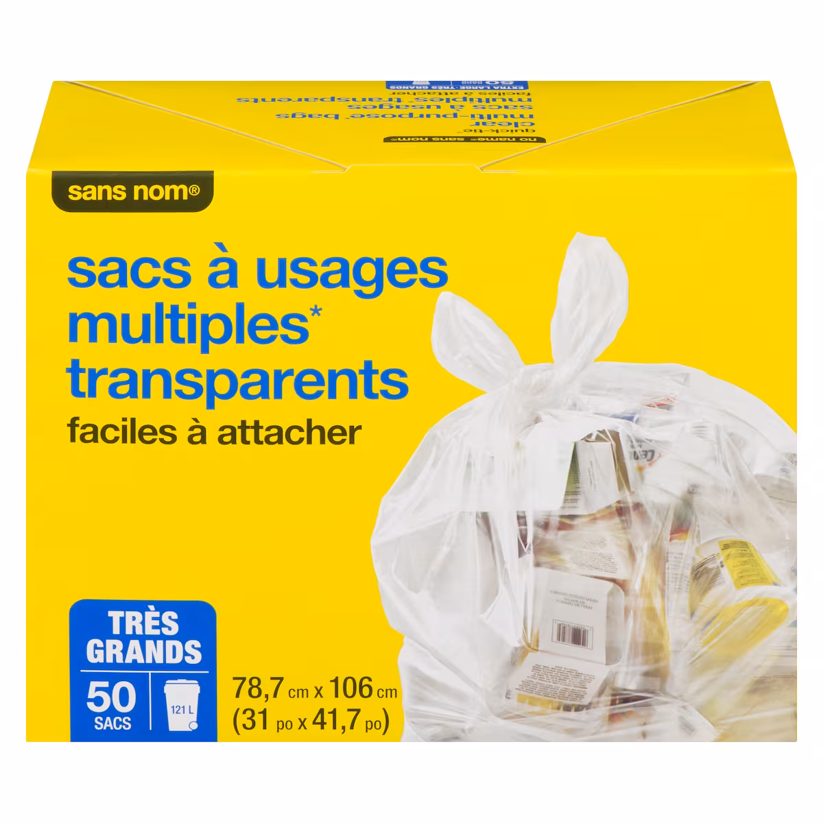 Sacs à usages multiples transparents, très grands