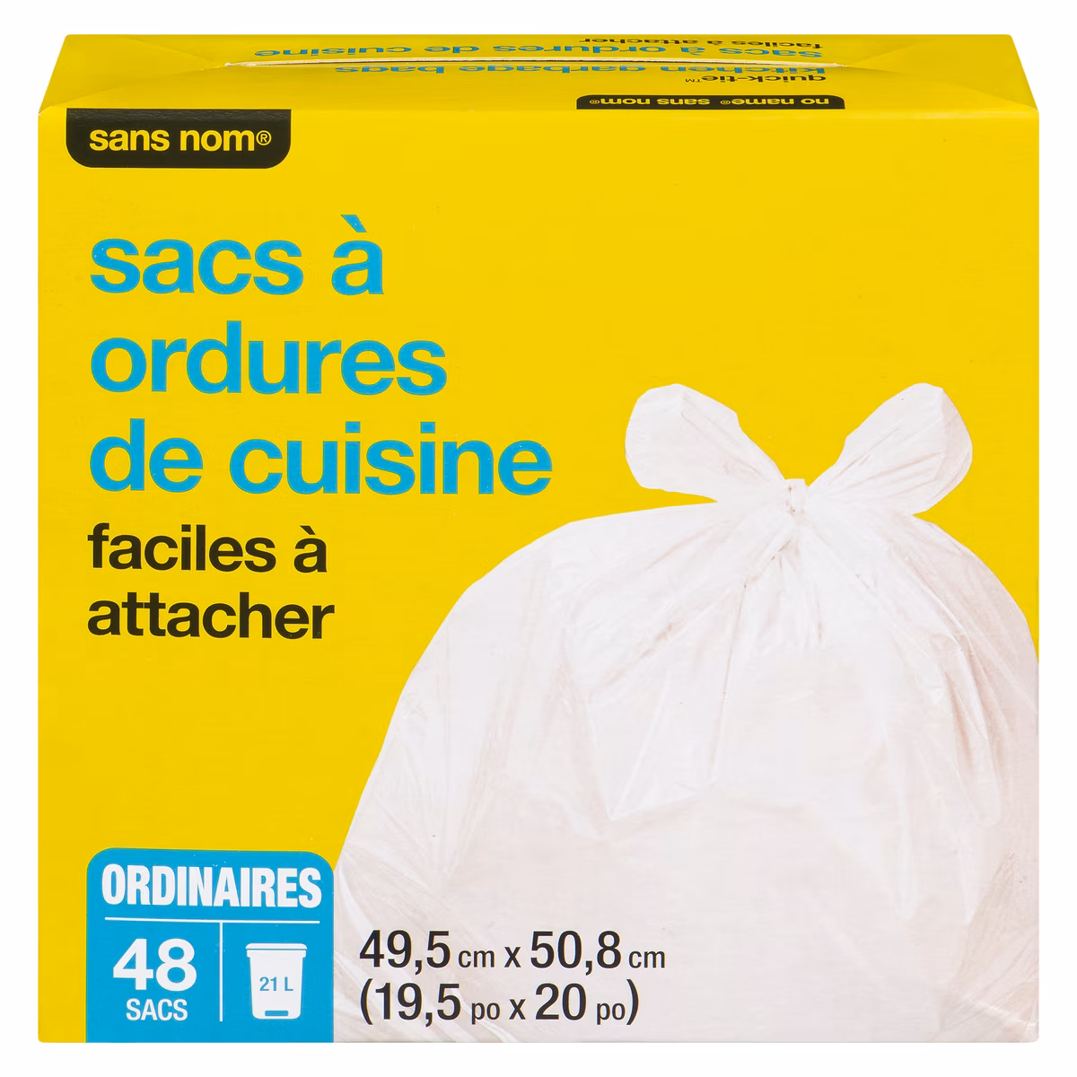 Sacs à ordures de cuisine faciles à attacher, ordinaires