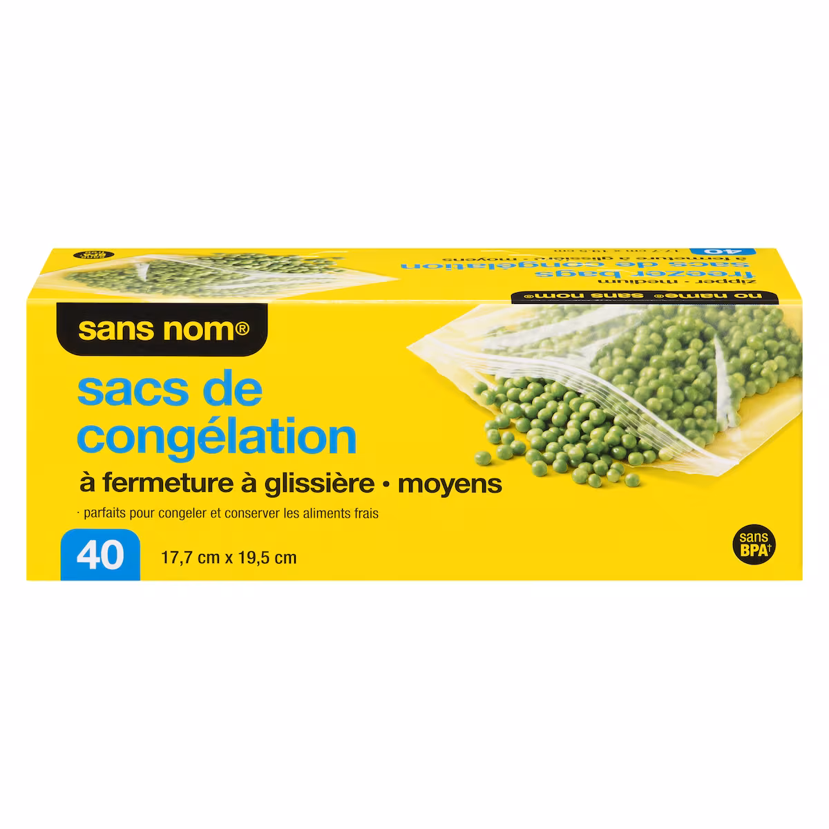 Sacs de congélation à fermeture à glissière, moyens