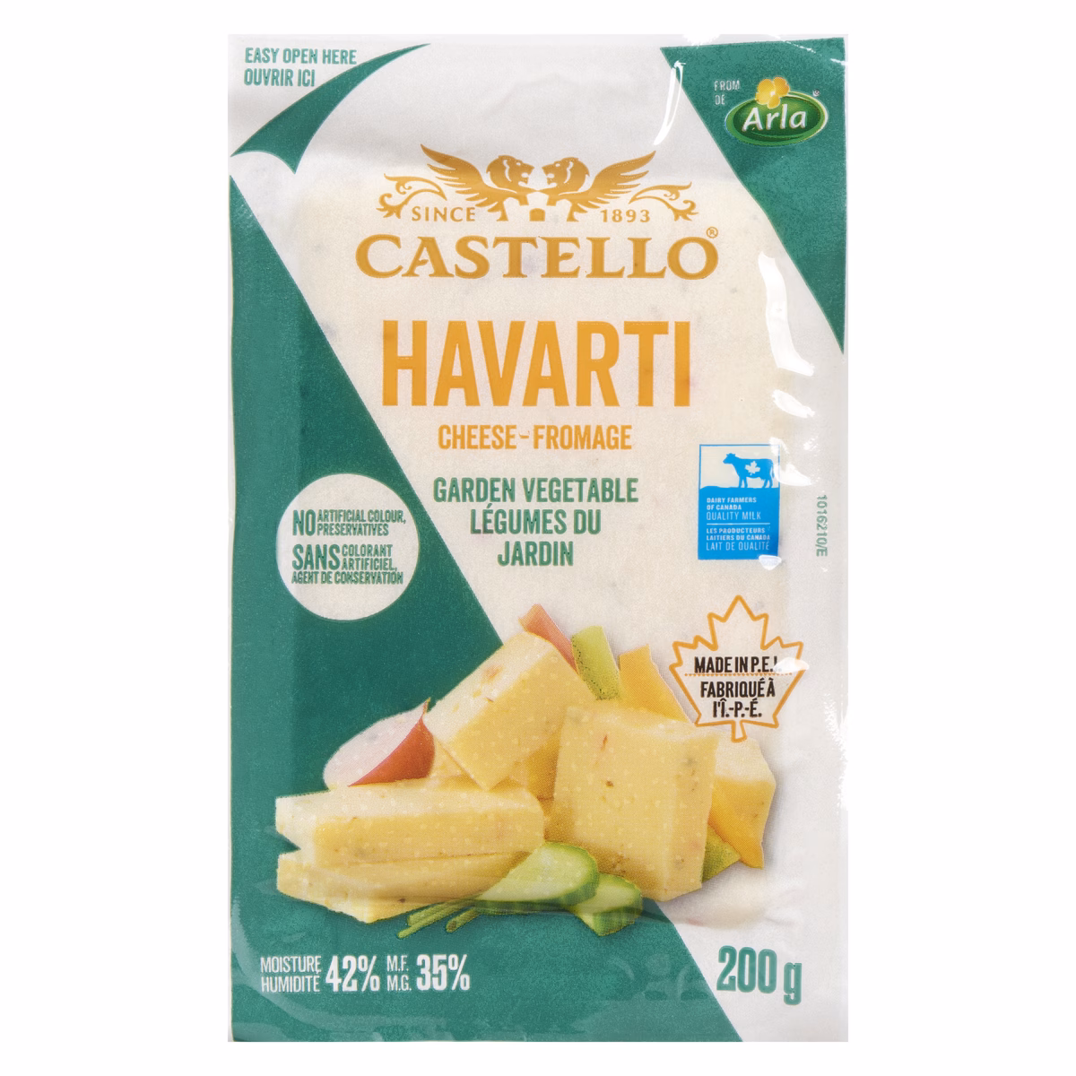 Fromage havarti aux légumes du jardin