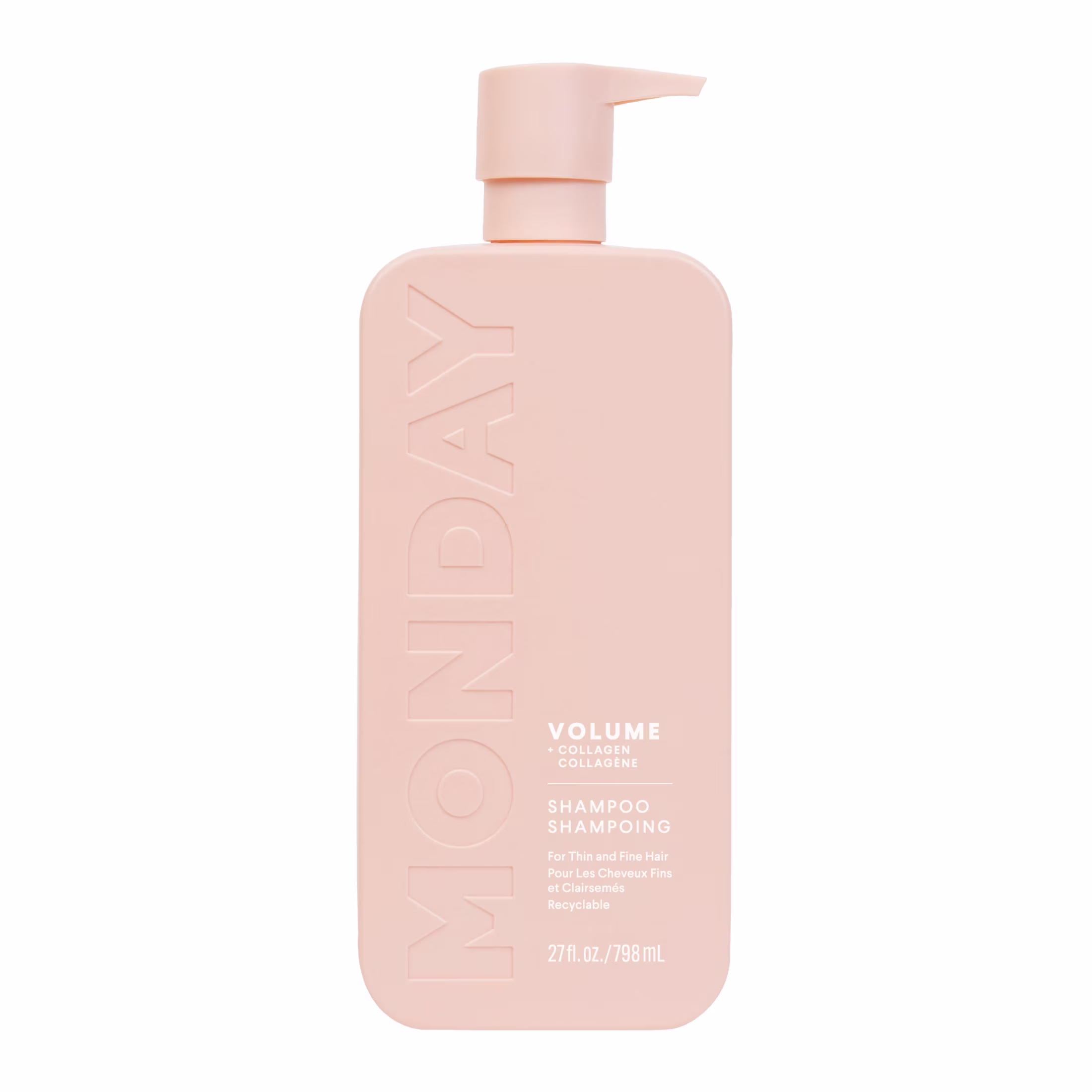Monday haircare shampooing volumisant avec collagène hydrolysé & huile de macadamia pour cheveux clairsemés. fins & plats