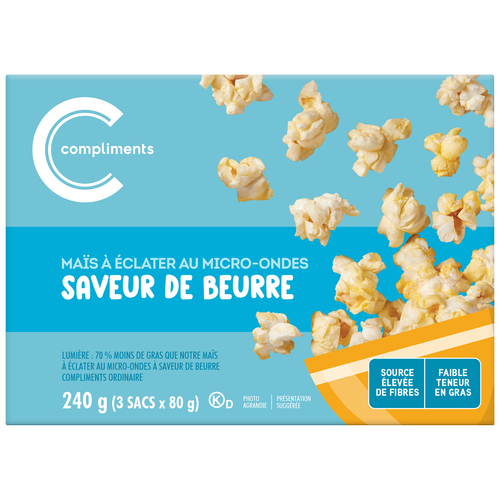 ComplimentsMaïs à éclater au micro-ondes beurre léger 240 g