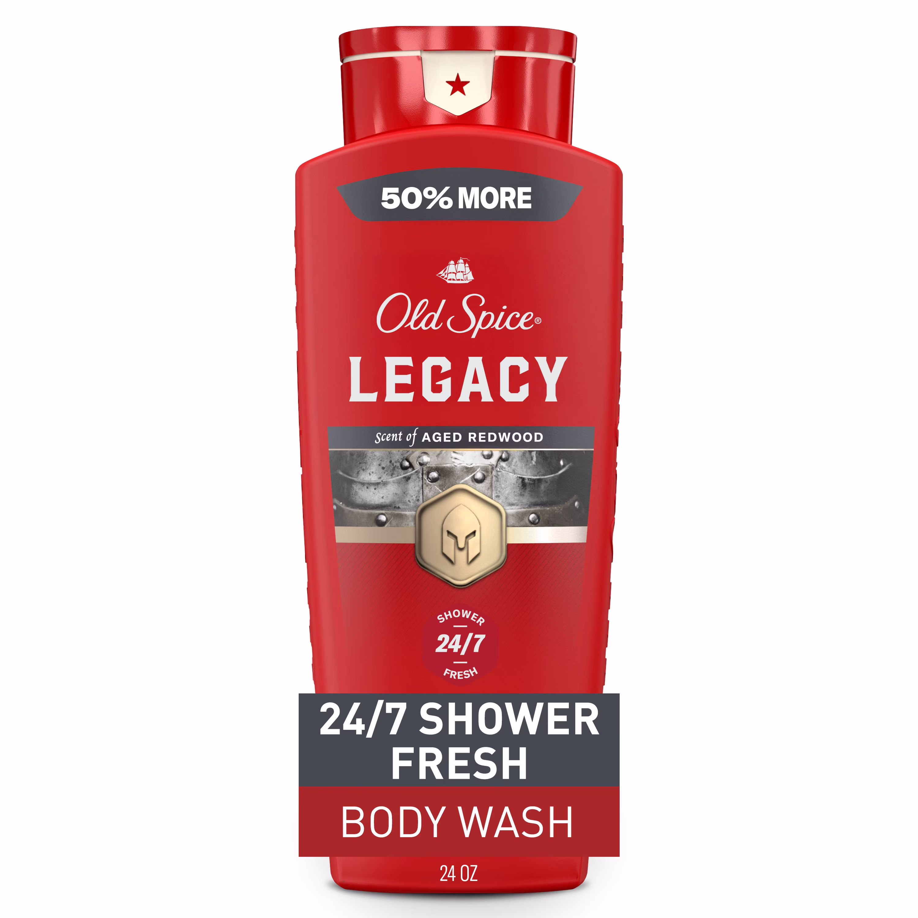 Nettoyant pour le corps old spice collection rouge pour hommes. parfum legacy. propreté rafraîchissante. formule hydratante. parfum longue durée