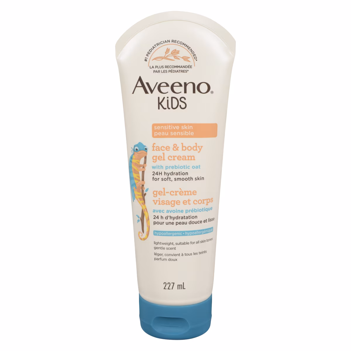 Kids Gel-crème visage et corps, hydratant à l'avoine prébiotique, Lotion hypoallergénique, Peau sensible