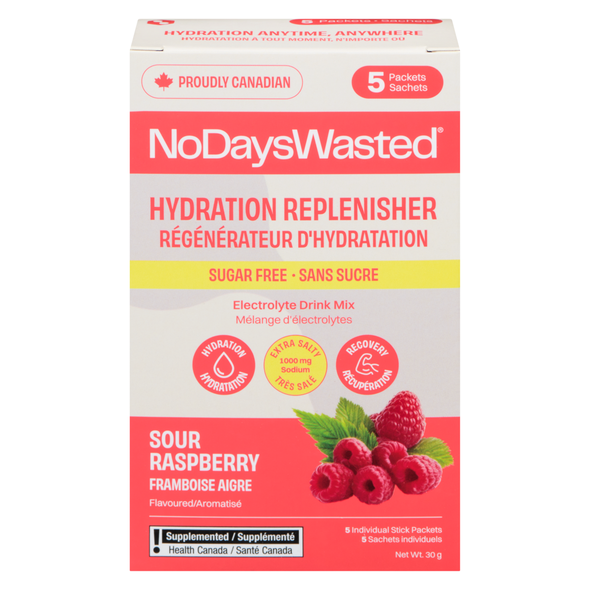 Régénérateur d'hydratation sans sucre framboise aigre aromatisé