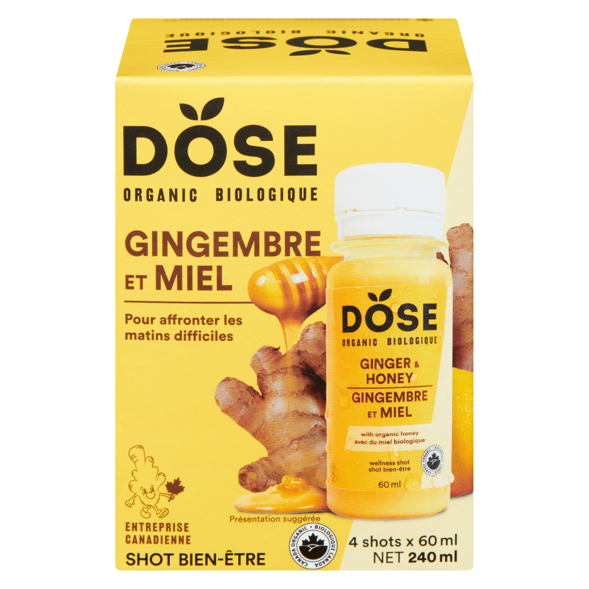 Shot bien-être gingembre et miel biologique