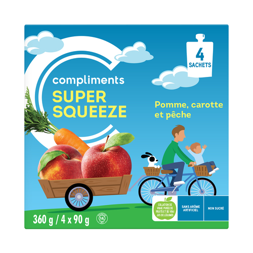 Compliments Supersqueeze Collation aux pommes 4 x 90 g