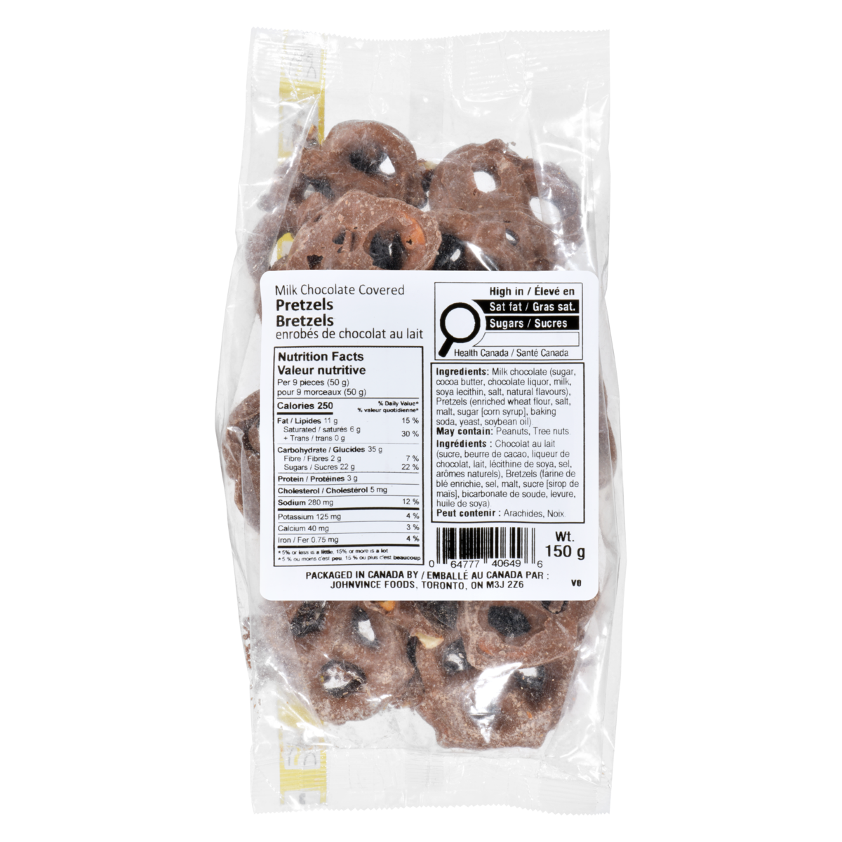 Bretzels enrobés de chocolat au lait