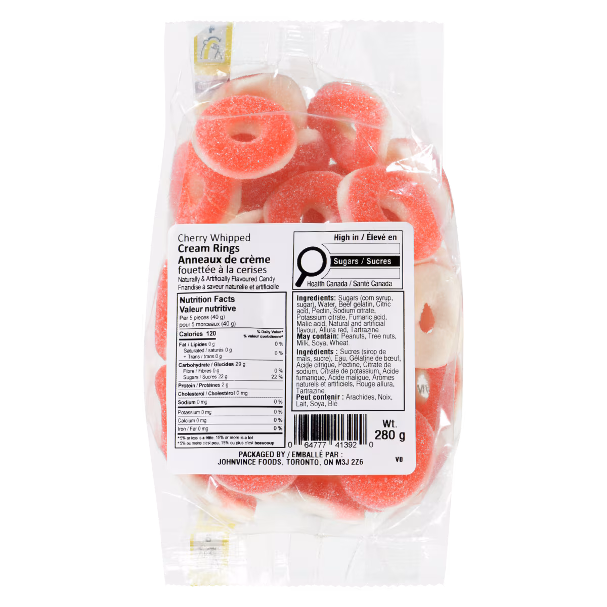 Friandise à anneaux de crème fouettée à la cerises