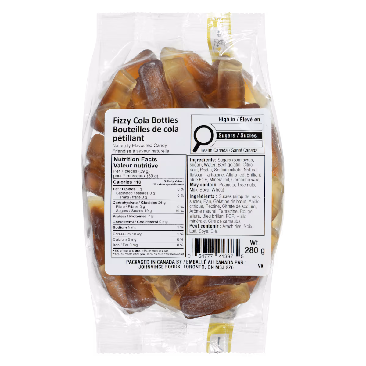 Friandise à saveur naturelle bouteilles de cola pétillant