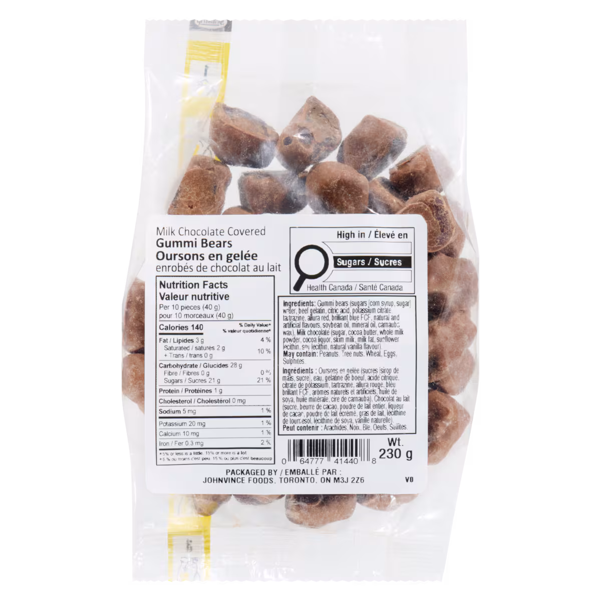 Oursons en gelée enrobés de chocolat au lait