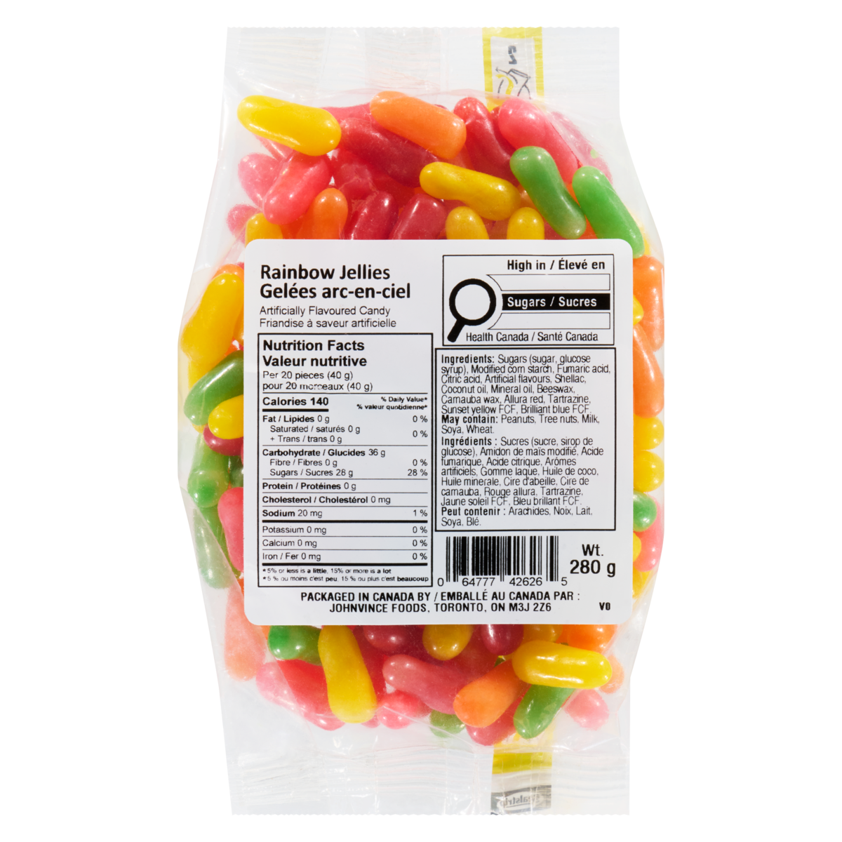 Friandise à saveur artificielle gelées arc-en-ciel