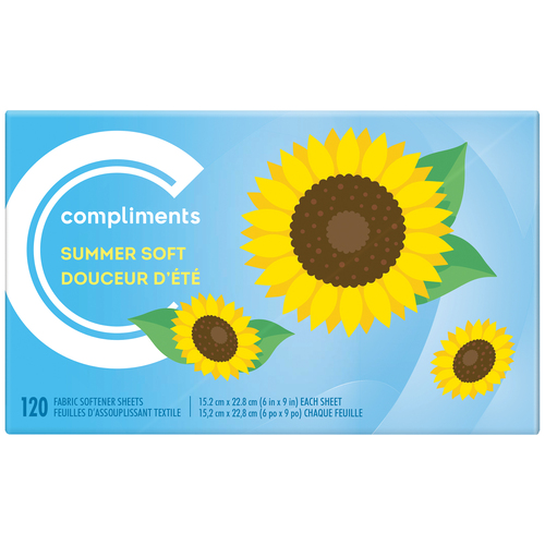 Compliments Assouplisseur de tissus en feuilles à la douceur d'été 120 un