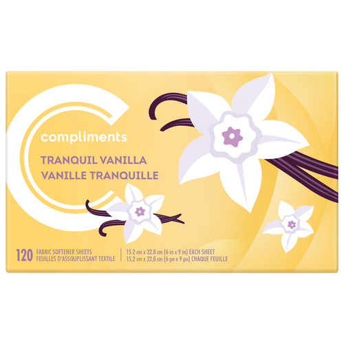 Compliments Assouplisseur de tissus en feuilles moments tranquilles à la vanille 120 un