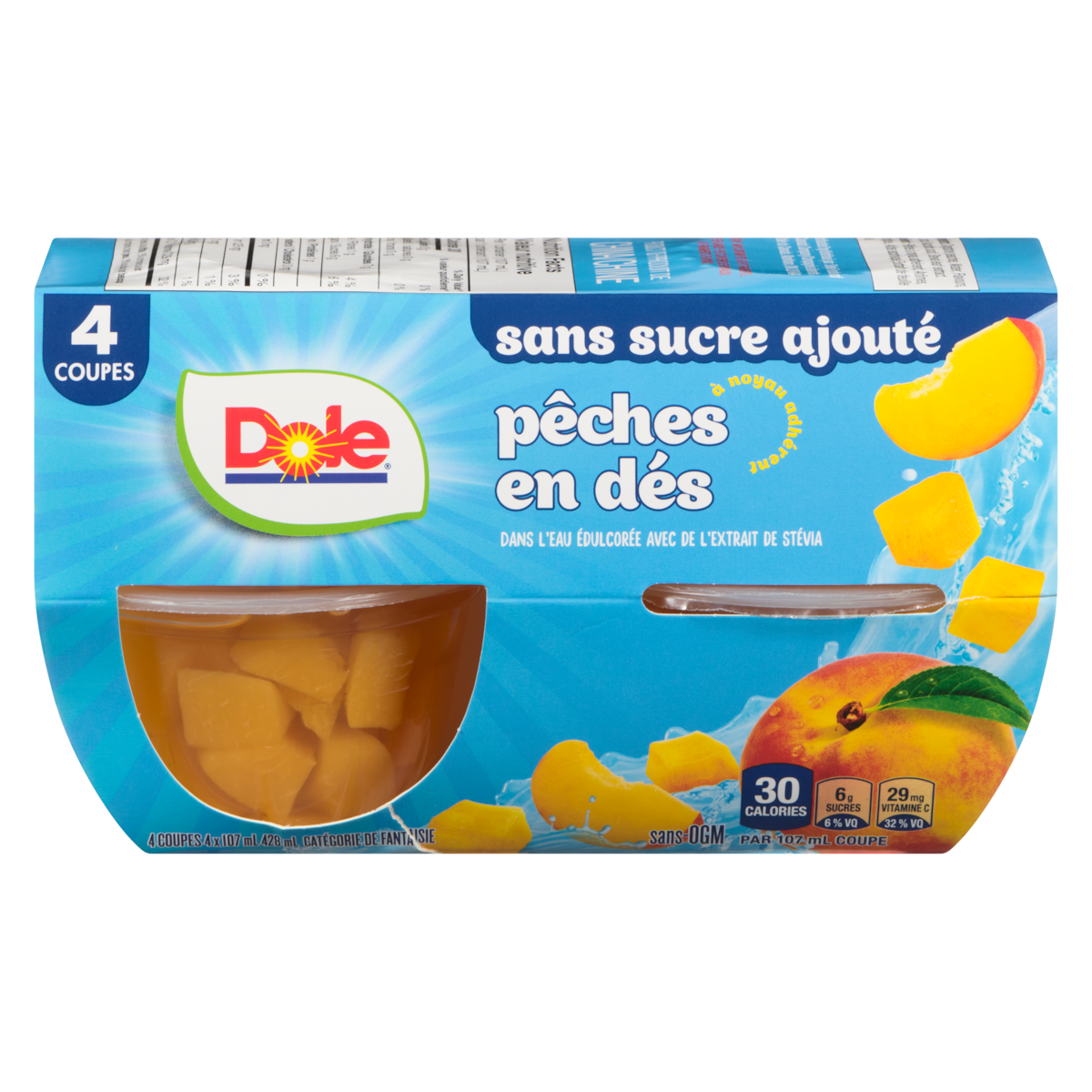 Pêches en dés dans leau