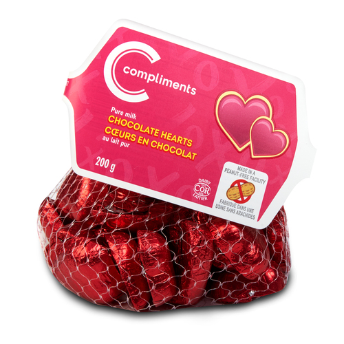 Compliments Chocolats au lait en forme de cœur 200 g