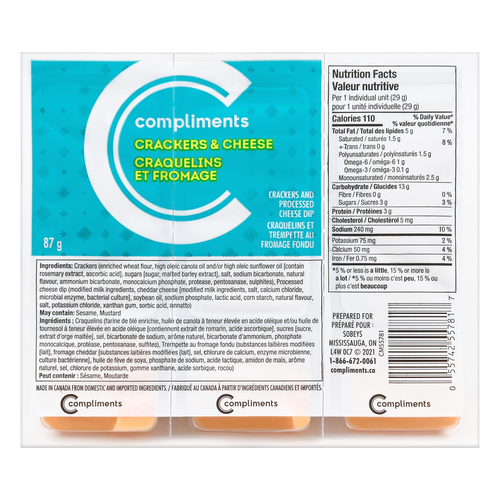 Compliments Collation craquelins et trempette au fromage 3 x 29 g