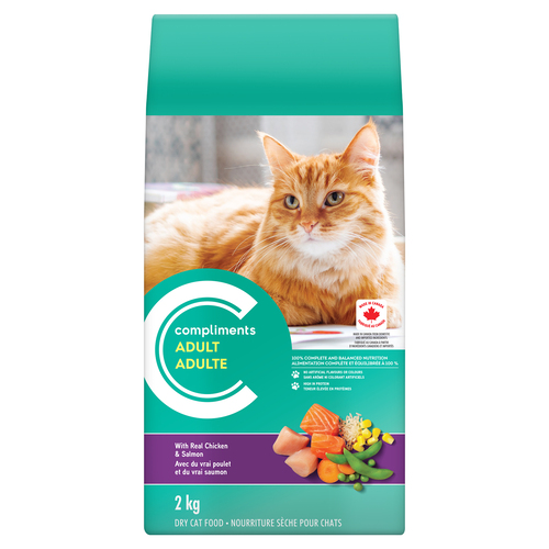 Compliments Nourriture pour chats adultes sec et humide poulet et saumon 2 kg