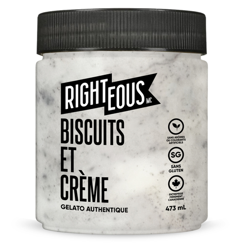 Righteous Gelato biscuits et crème 473 ml