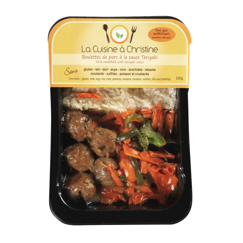 La Cuisine à Christine Plat de boulettes de porc à la sauce teriyaki sans gluten congelé 325 g