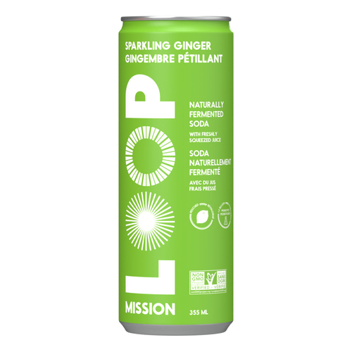 Loop Kéfir d'eau pétillant gingembre citron + plante boréale 355 ml