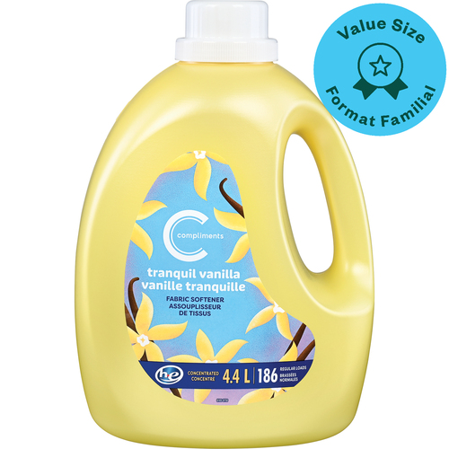 Compliments Assouplisseur de tissus liquide à la vanille tranquille 4.4 L