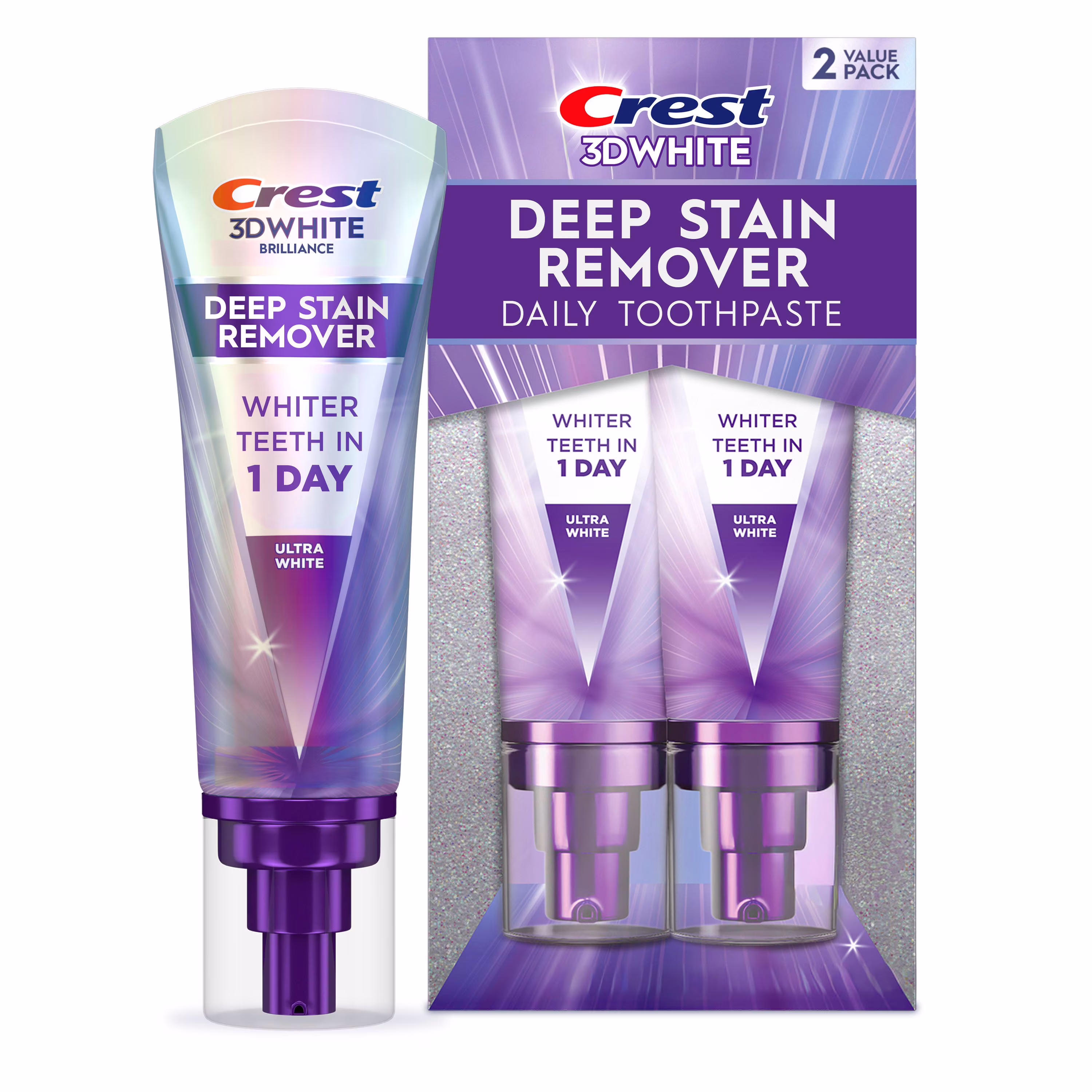 Crest 3d white  dentifrice éliminateur de taches profondes  emballage double
