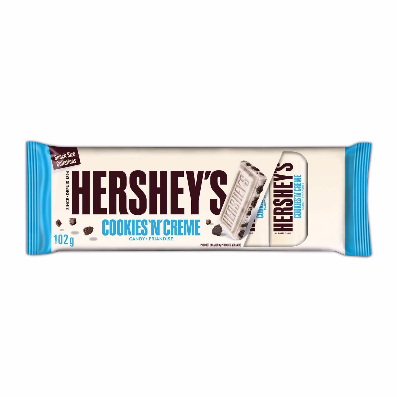 Les barres de friandise format collation cookies 'n' crème de hershey's  8 unités