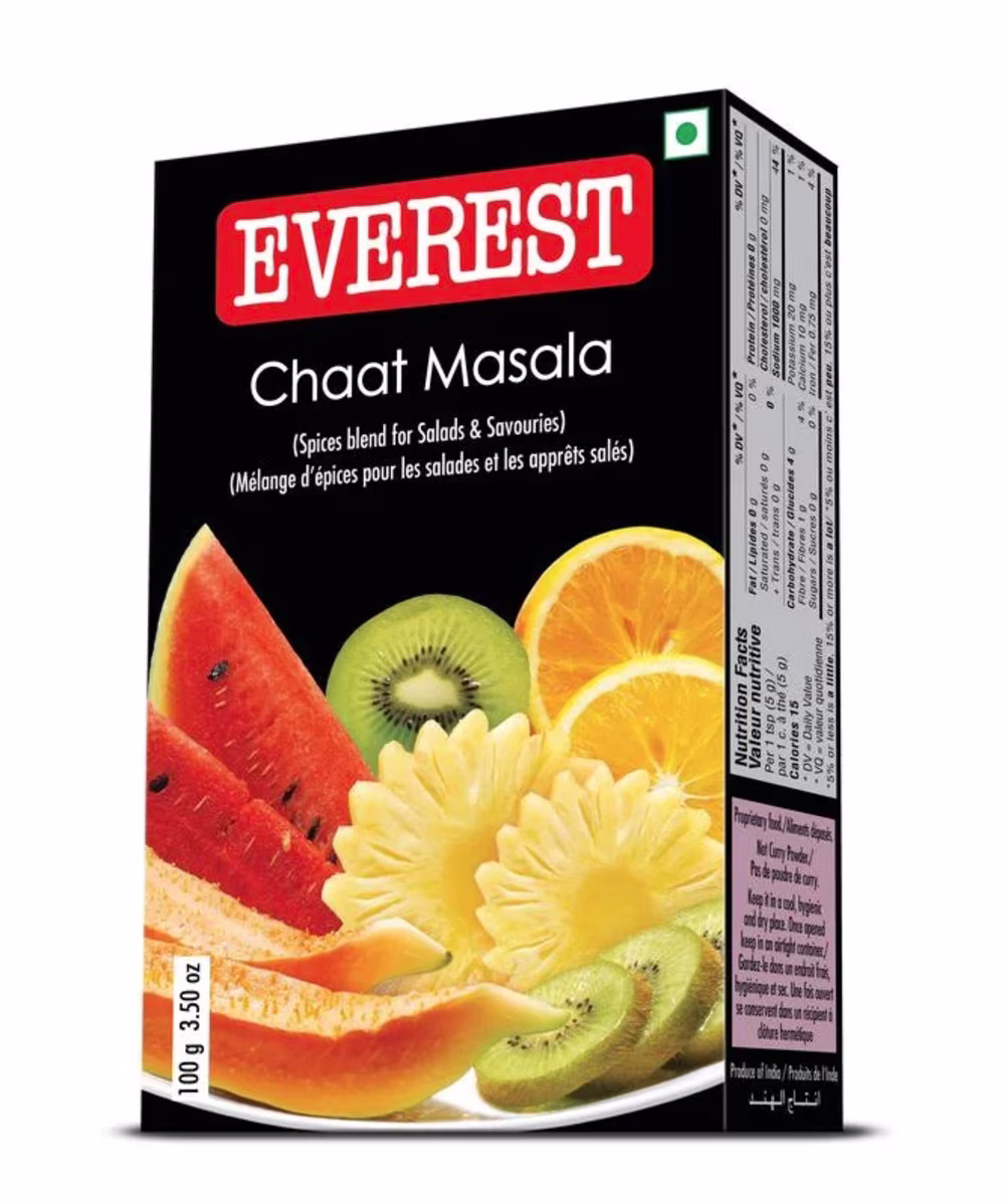 Poudre de chaat masala everest poudre aromatisée acidulée. salée et épicée
