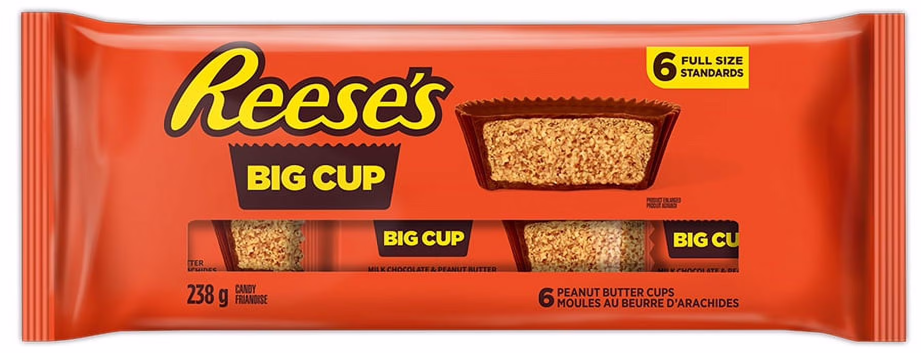 Emballages de 6 reese's big cup . 12 paquets emballages de 6 moules au beurre d'arachides reese's big cup