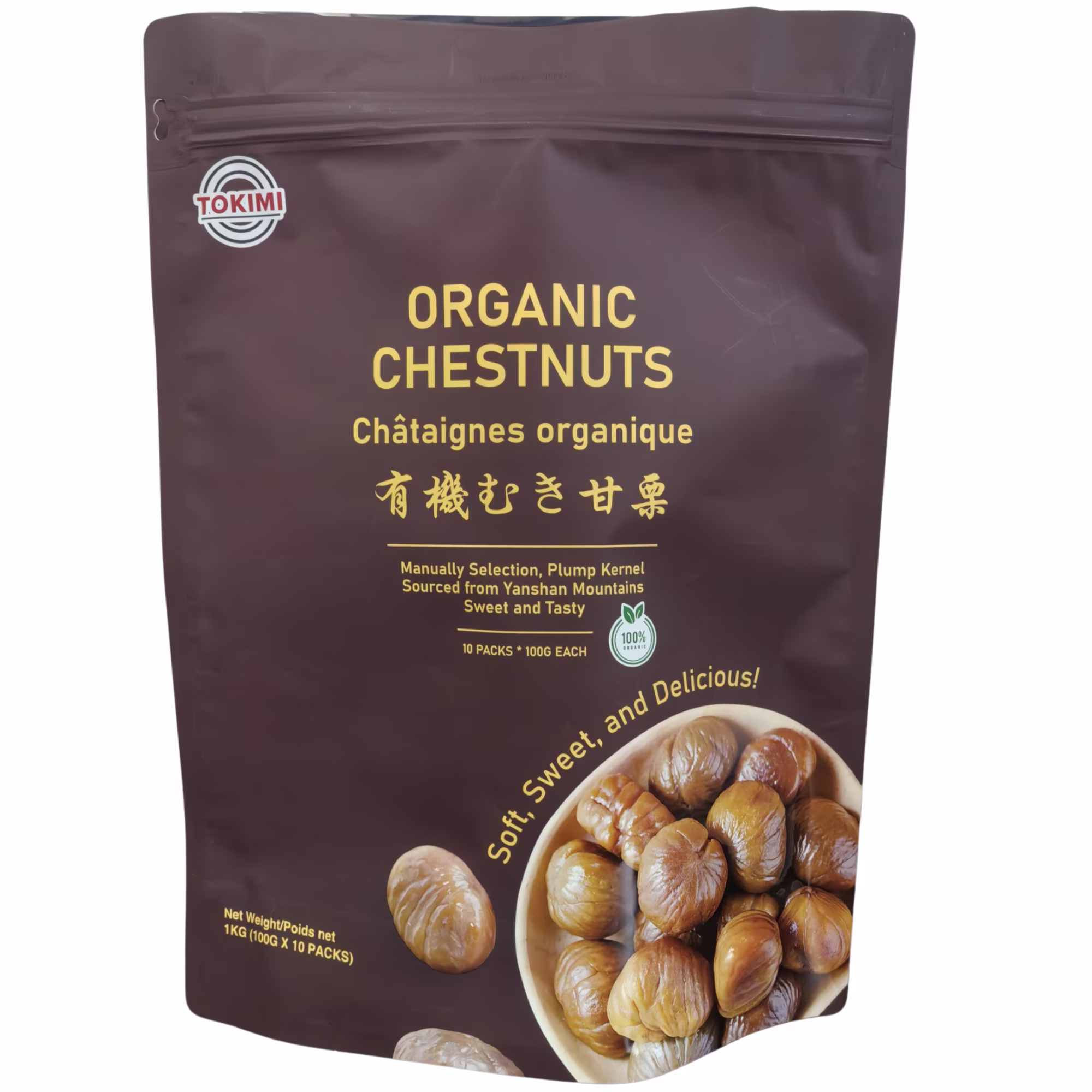 Sachet de châtaignes grillées pelées tokimi